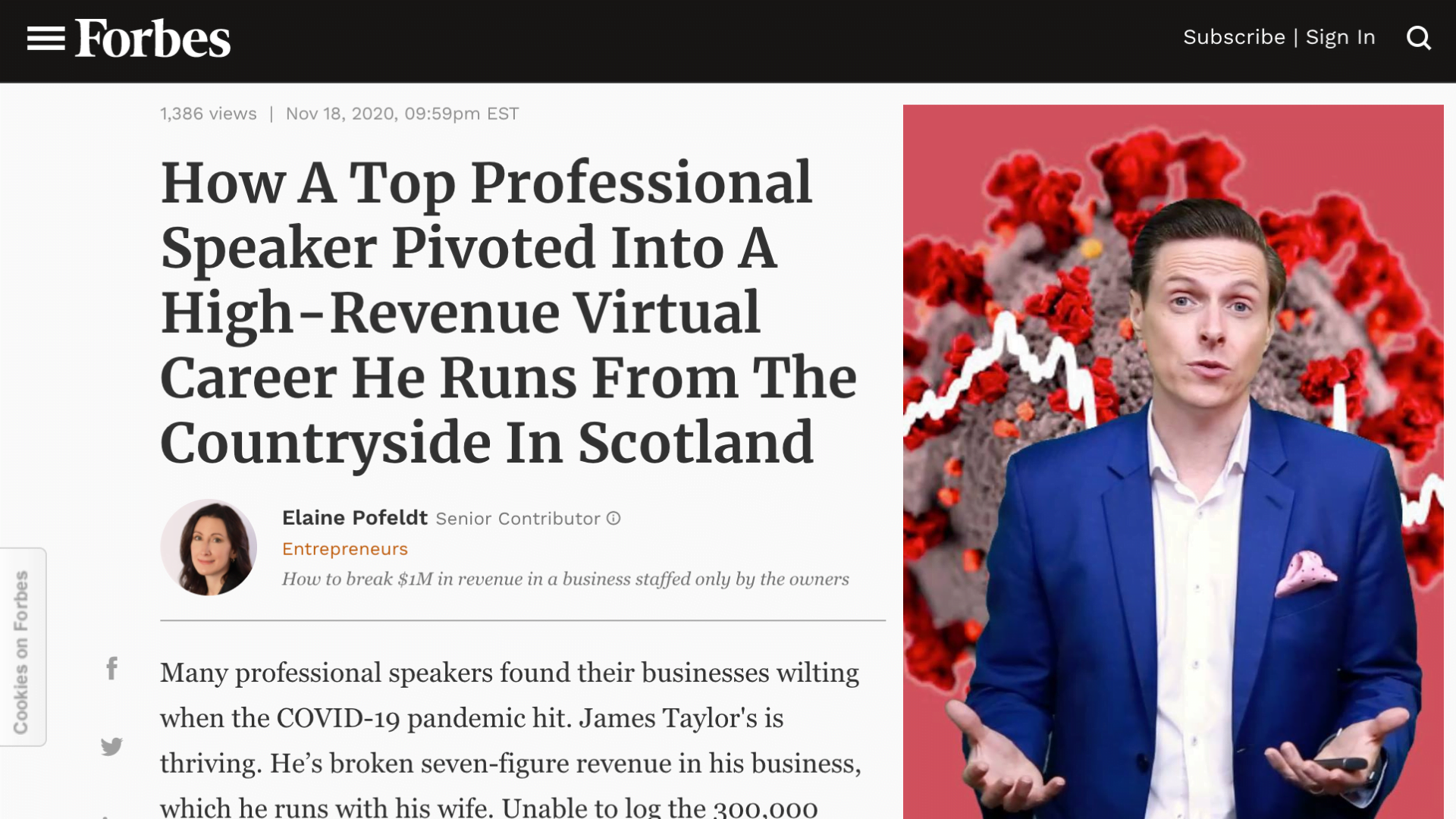 Forbes article on virtual keynote speaker