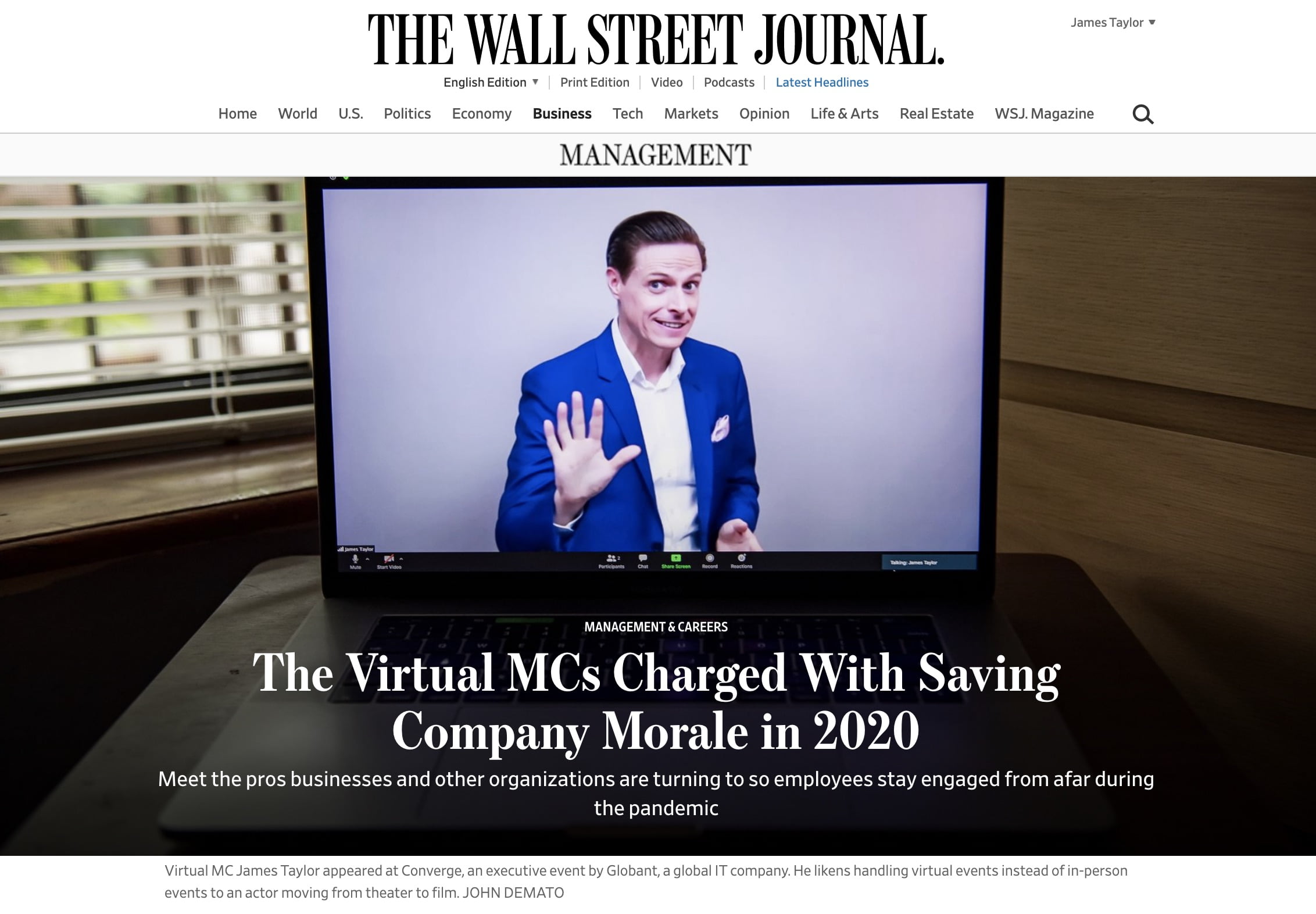 Top Virtual MC in Wall Street Journal